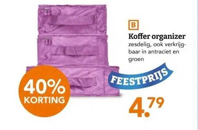 Koffer organizer zesdelig, ook verkrijgbaar in antraciet en groen