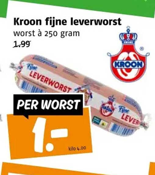 Kroon fijne leverworst worst à 250 gram