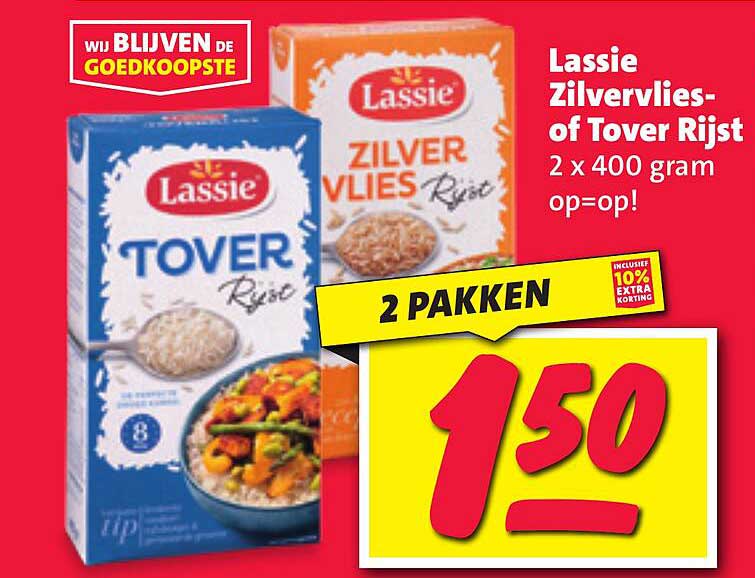 Lassie Zilvervlies- of Tover Rijst 2 x 400 gram