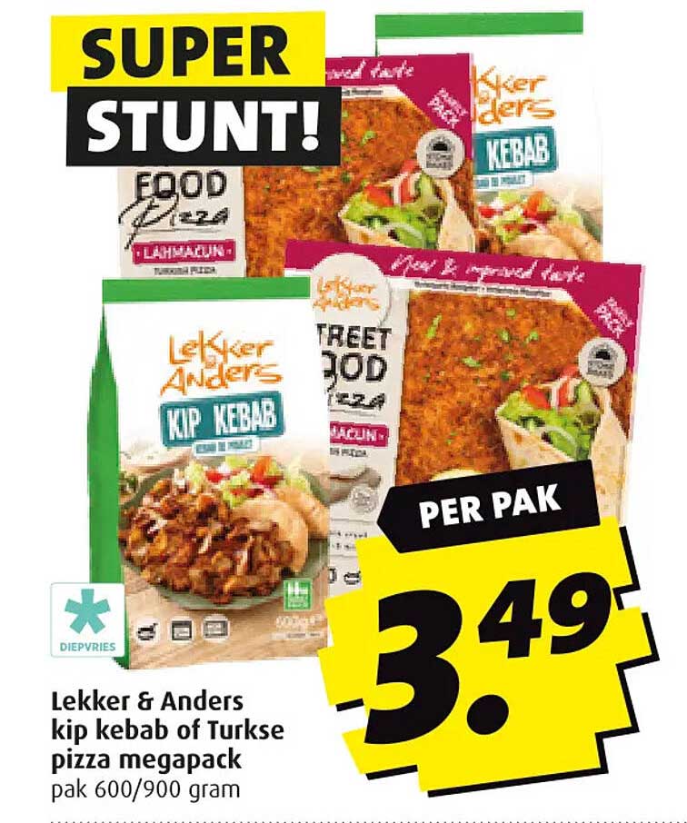 Lekker & Anders kip kebab of Turkse pizza megapak