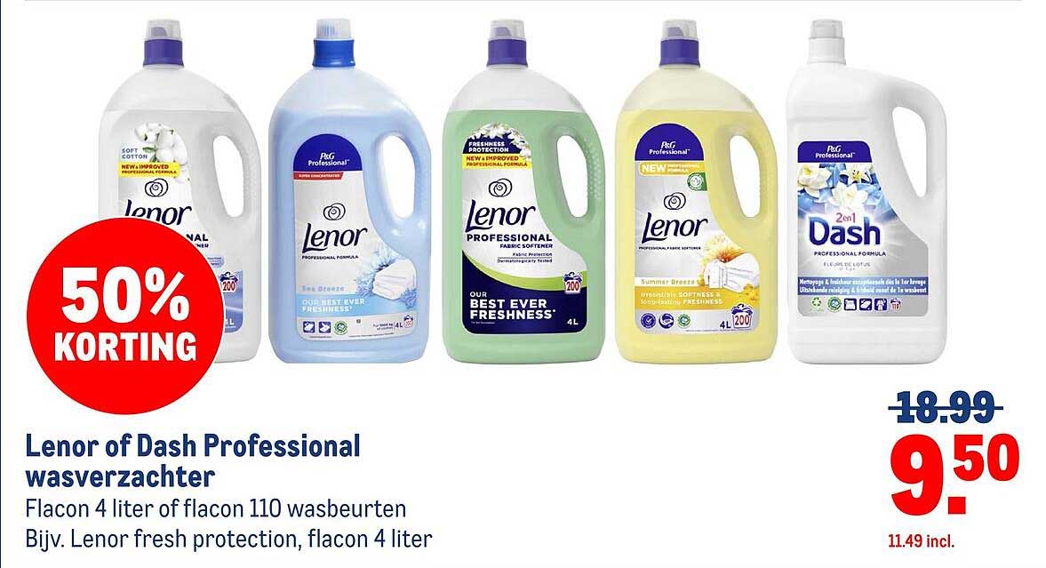 Lenor of Dash Professional wasverzachter