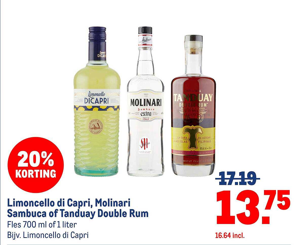 Limoncello di Capri, Molinari Sambuca of Tanduay Double Rum