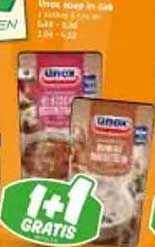 Liness soep in zak 1+1 GRATIS