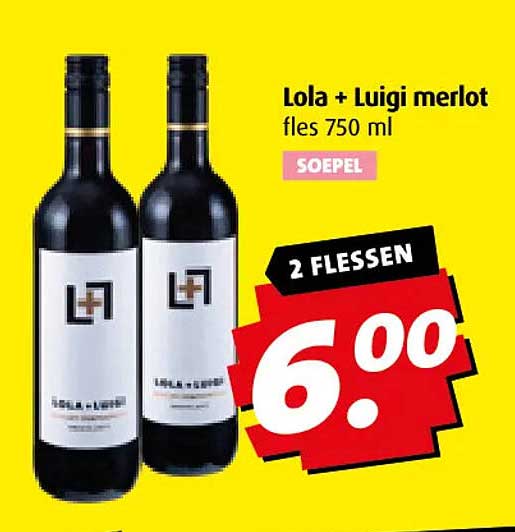 Lola + Luigi merlot fles 750 ml
