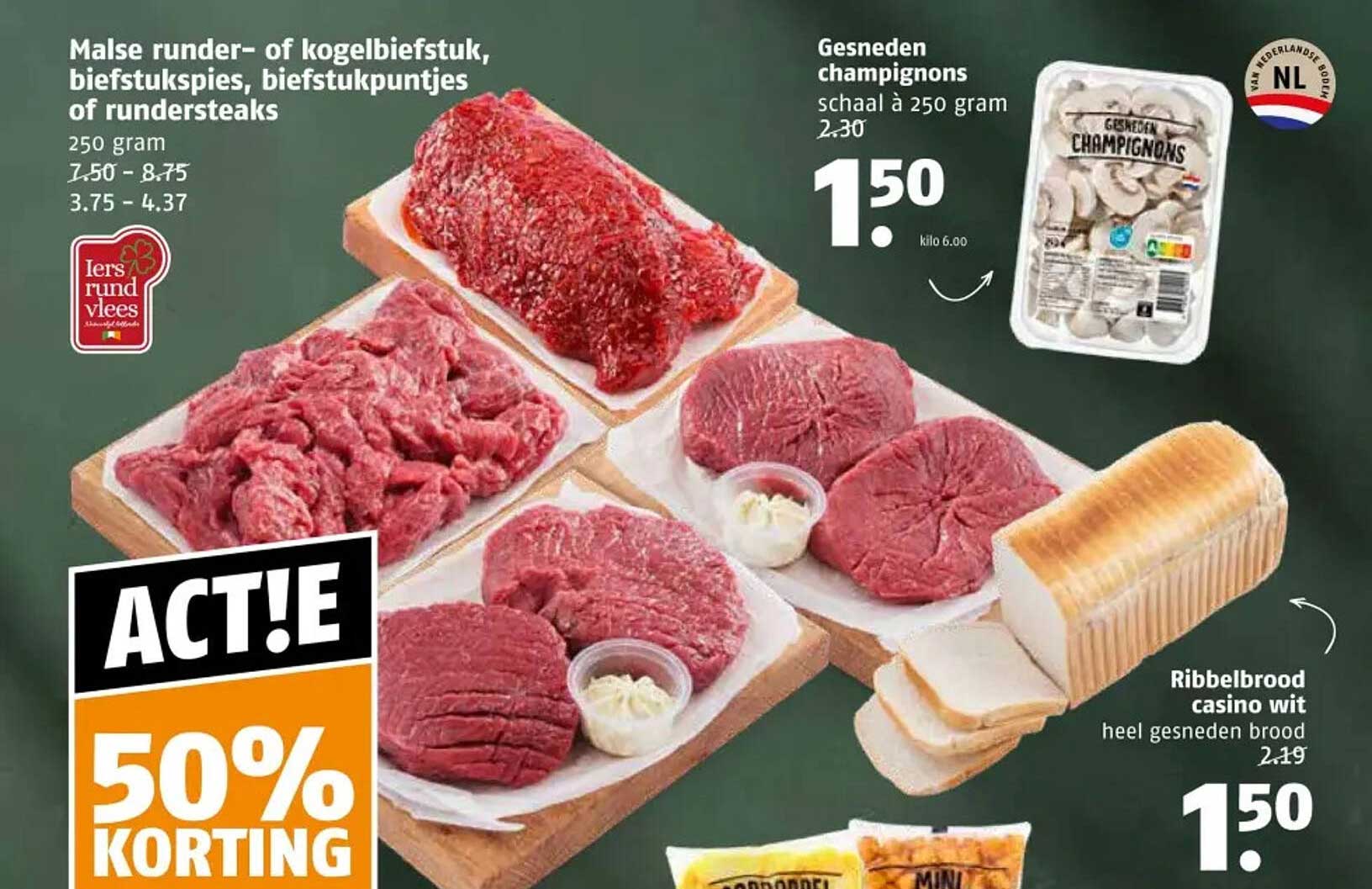 Malse runderen- of kogelbiefstuk, biefstukspies, biefstukpuntjes of rundersteaks