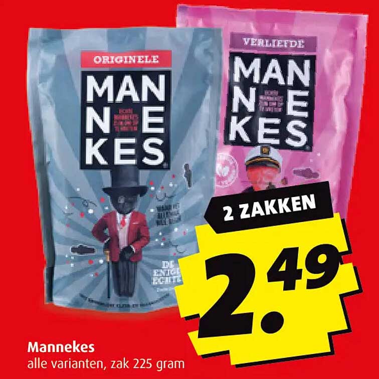 Mannekes alle varianten, zak 225 gram
