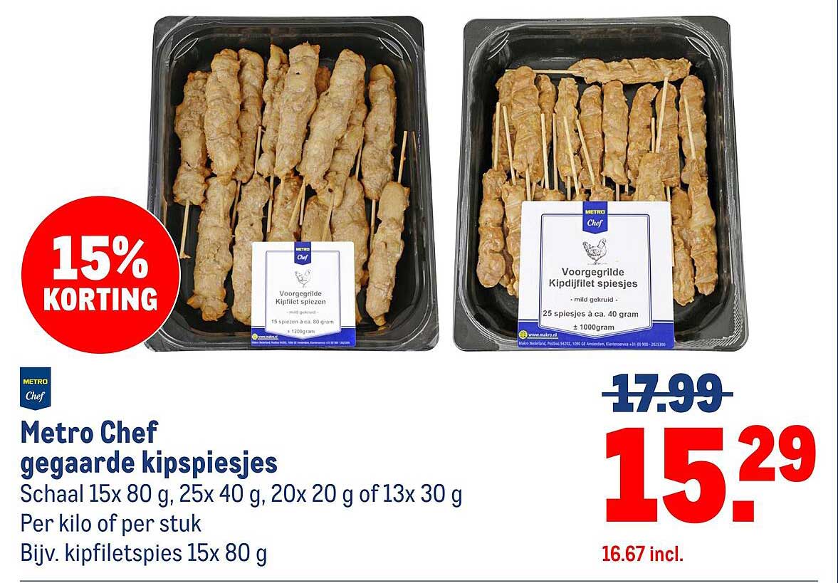 Metro Chef gegrilde kipspiesjes