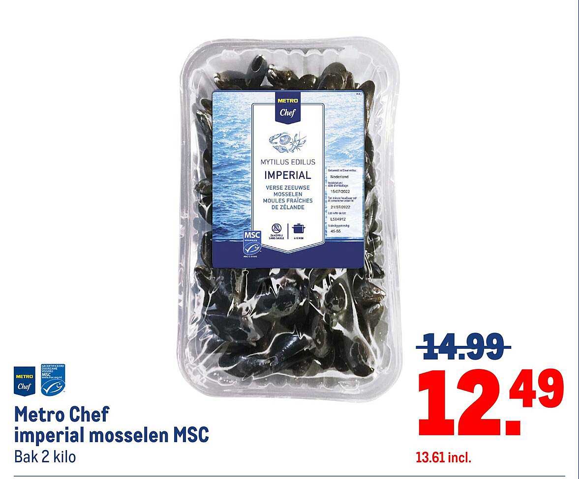 Metro Chef imperial mosselen MSC Bak 2 kilo