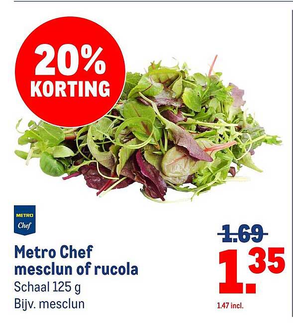 Metro Chef mesclun of rucola Schaal 125 g