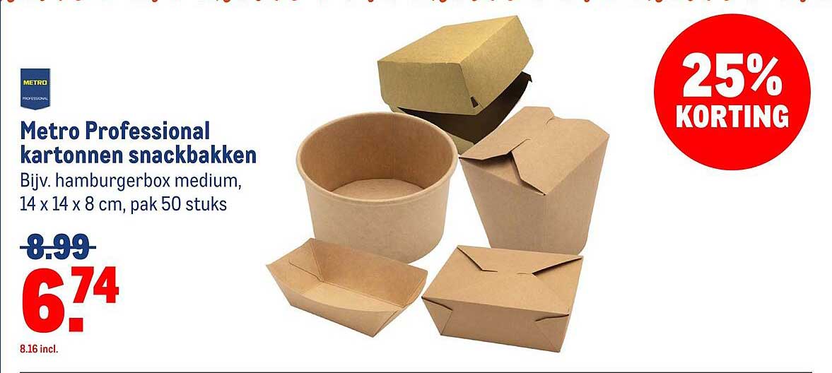 Metro Professional kartonnen snackbakken