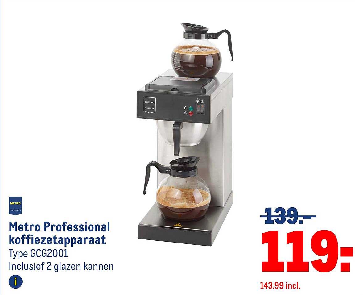 Metro Professional koffiezetapparaat Type GCG2001 Inclusief 2 glazen kannen