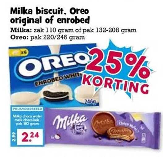 Milka biscuit, Oreo original of enrobed