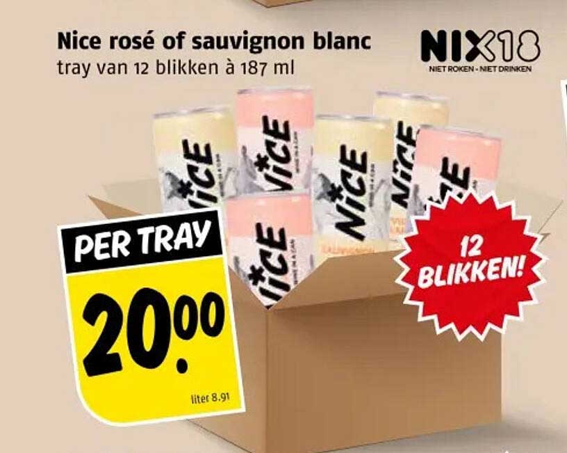 Nice rosé of sauvignon blanc tray van 12 blikken à 187 ml