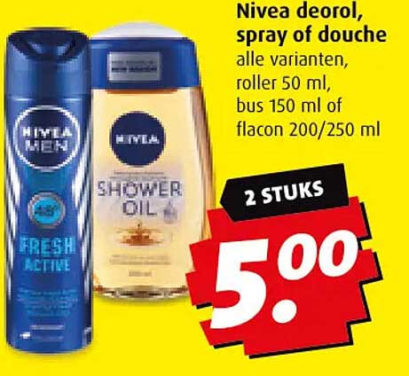 Nivea deodorol, spray of douche