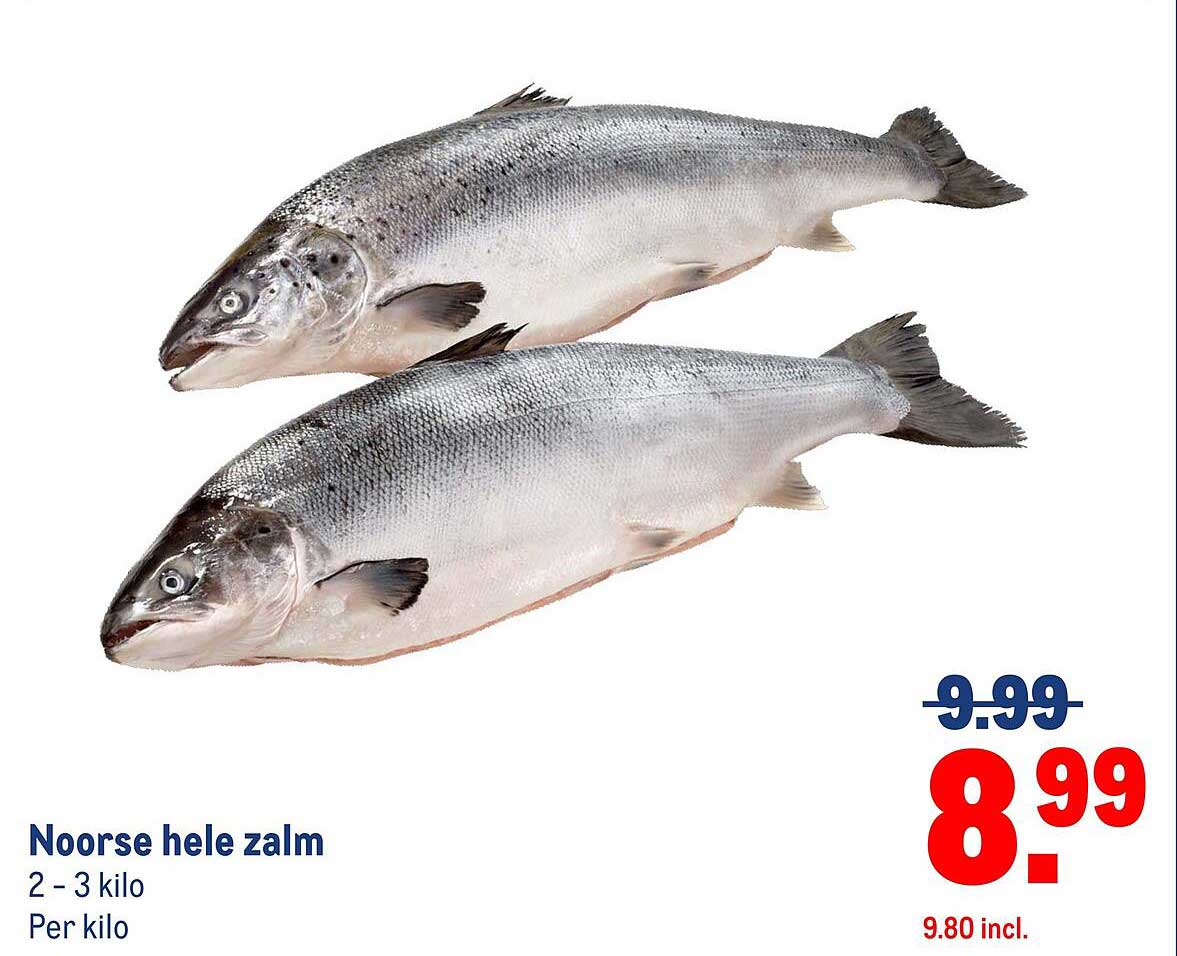Noorse hele zalm 2 - 3 kilo Per kilo