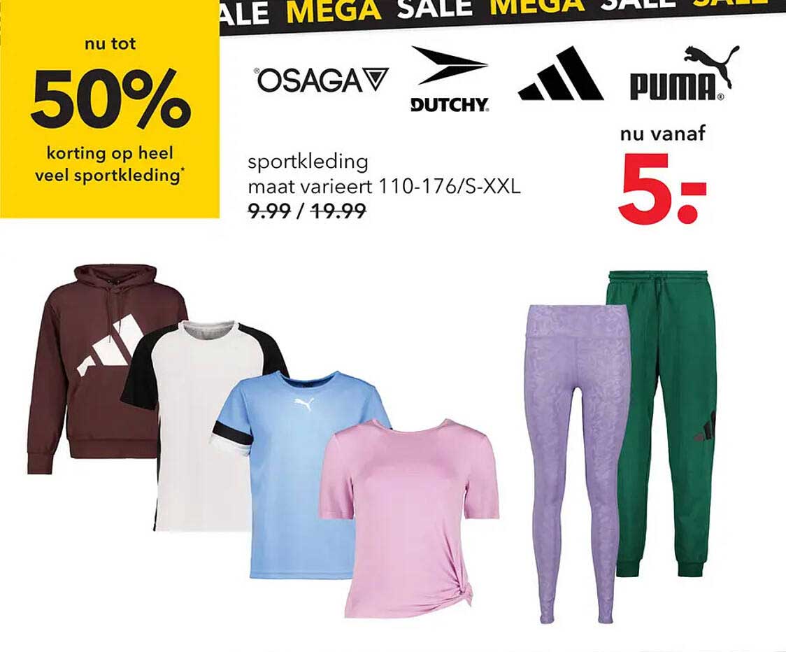 nu tot 50% korting op heel veel sportkleding*