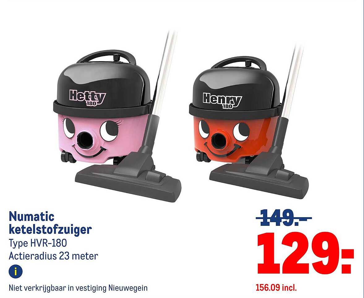 Numatic ketelstofzuiger Type HVR-180