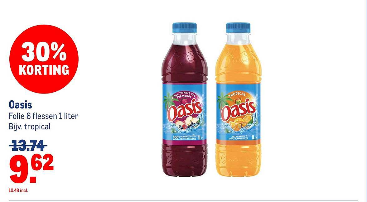 Oasis Folie 6 flessen 1 liter Bijv. tropical