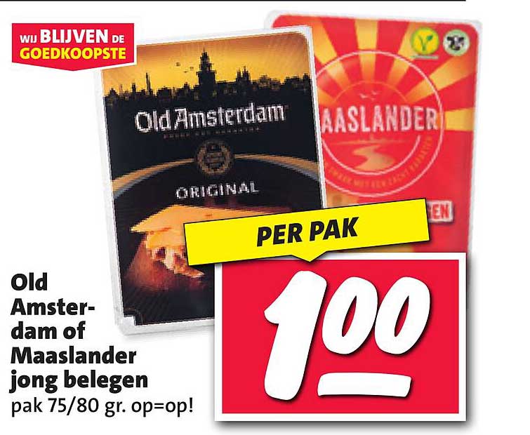 Old Amsterdam of Maaslander jong belegen pak 75/80 gr. op=op!