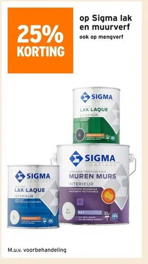 op Sigma lak en muurverf ook op mengverf