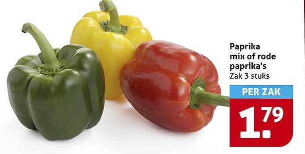 Paprika mix of rode paprika's Zak 3 stuks