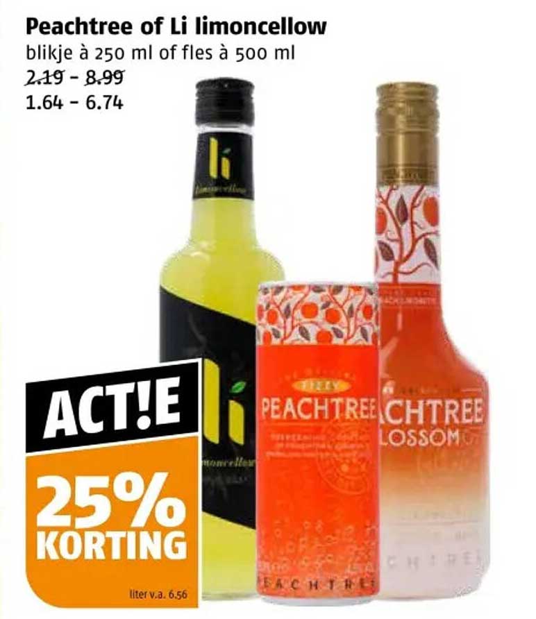 Peachtree of Li limoncellow blijkje à 250 ml of fles à 500 ml