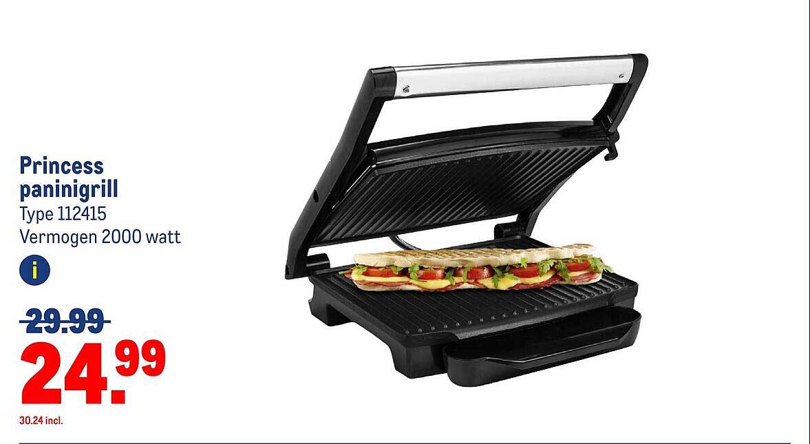 Princess paninigrill Type 112415 Vermogen 2000 watt