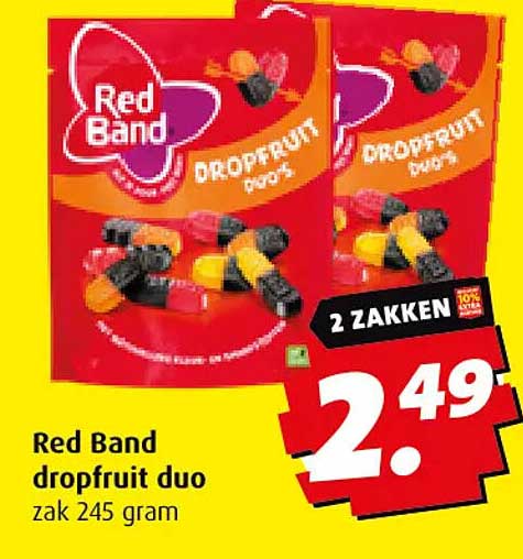 Red Band dropfruit duo zak 245 gram