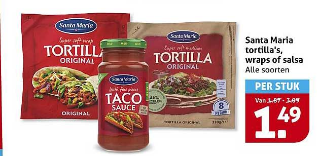 Santa Maria tortilla's, wraps of salsa Alle soorten