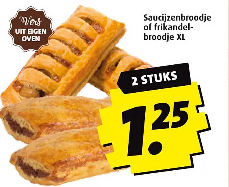 Saucijzenbroodje of frikandelbroodje XL
