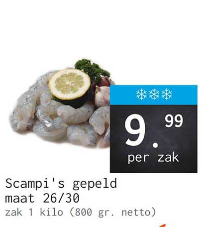 Scampi's gepeld maat 26/30