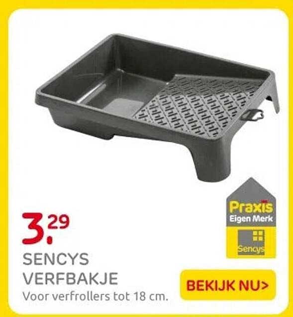 Sencys Verfbakje voor verfrollers tot 18 cm.