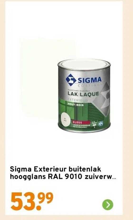 Sigma Exterieur buitenlak hoogglans RAL 9010 zuiverw...