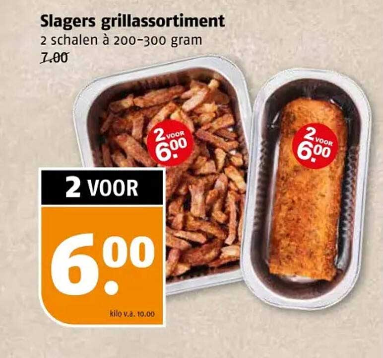 Slagers grillassortiment 2 schalen à 200-300 gram
