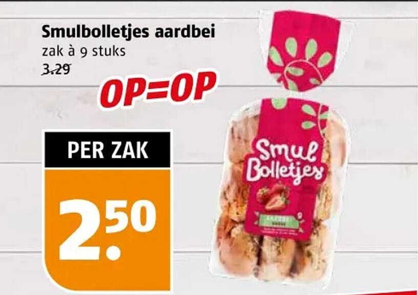 Smulbolletjes aardbei zak à 9 stuks