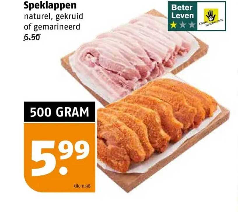 Speklappen natuur, gekruid of gemarineerd