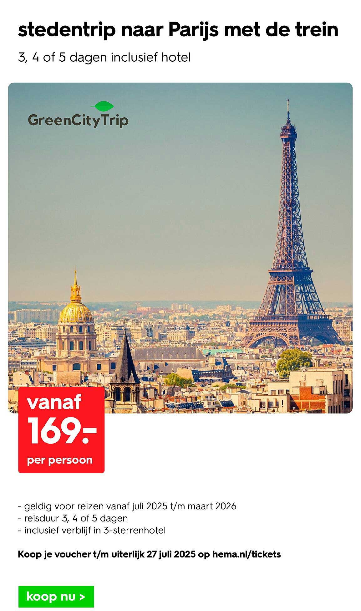 stedentrip naar Parijs met de trein