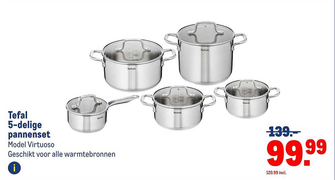 Tefal 5-delige pannenset Model Virtuoso