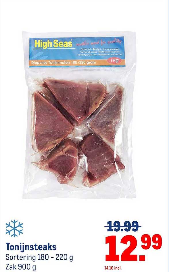 Tonijnsteaks Sortering 180 - 220 g Zak 900 g
