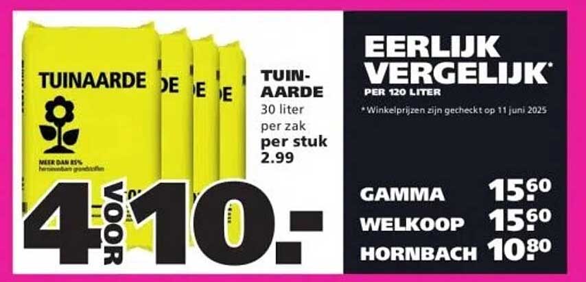 TUINAARDE 30 liter per zak per stuk 2.99
