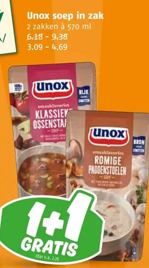 Unox soep in zak
