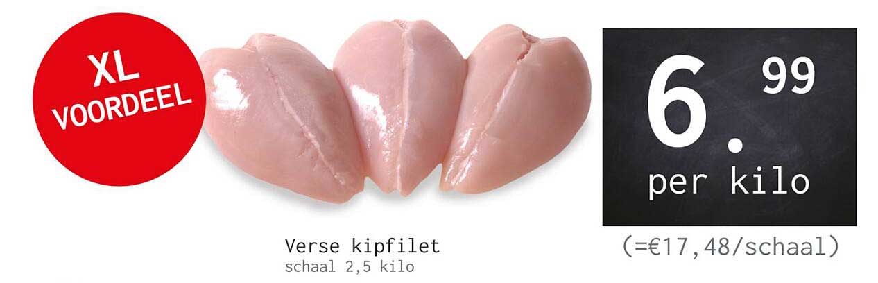 Verse kipfilet schaal 2,5 kilo