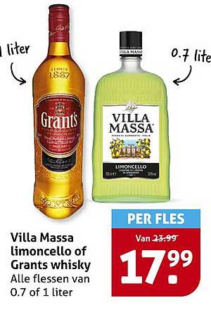 Villa Massa limoncello of Grants whisky