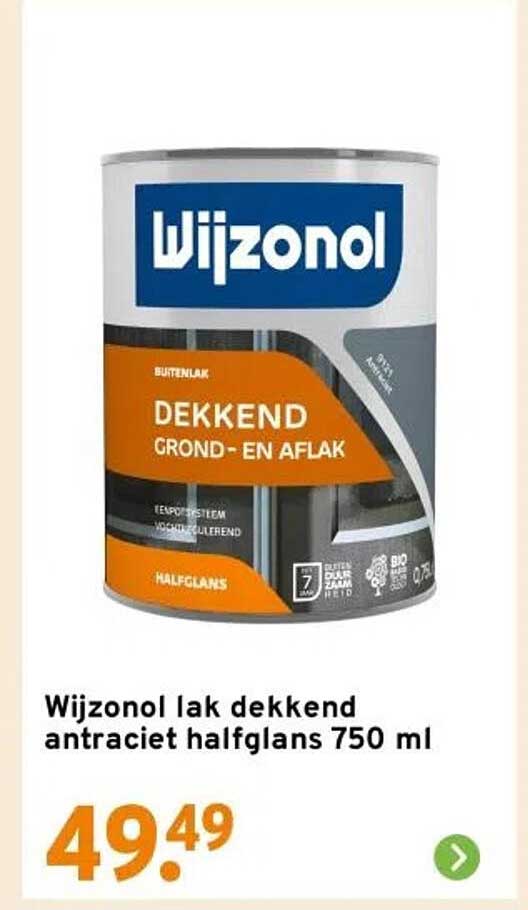 Wijzonol lak dekkend antraciet halfglans 750 ml