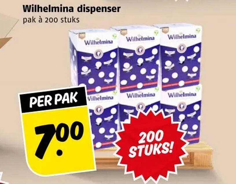 Wilhelmina dispenser pak à 200 stuks
