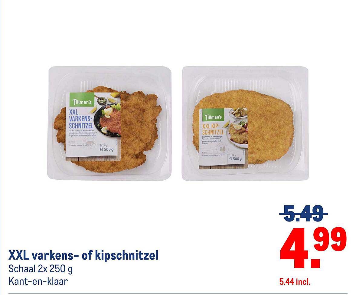 XXL varkens- of kipschnitzel