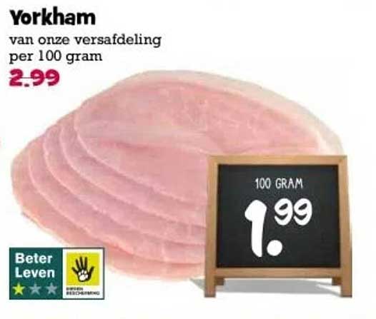 Yorkham van onze versafdeling per 100 gram