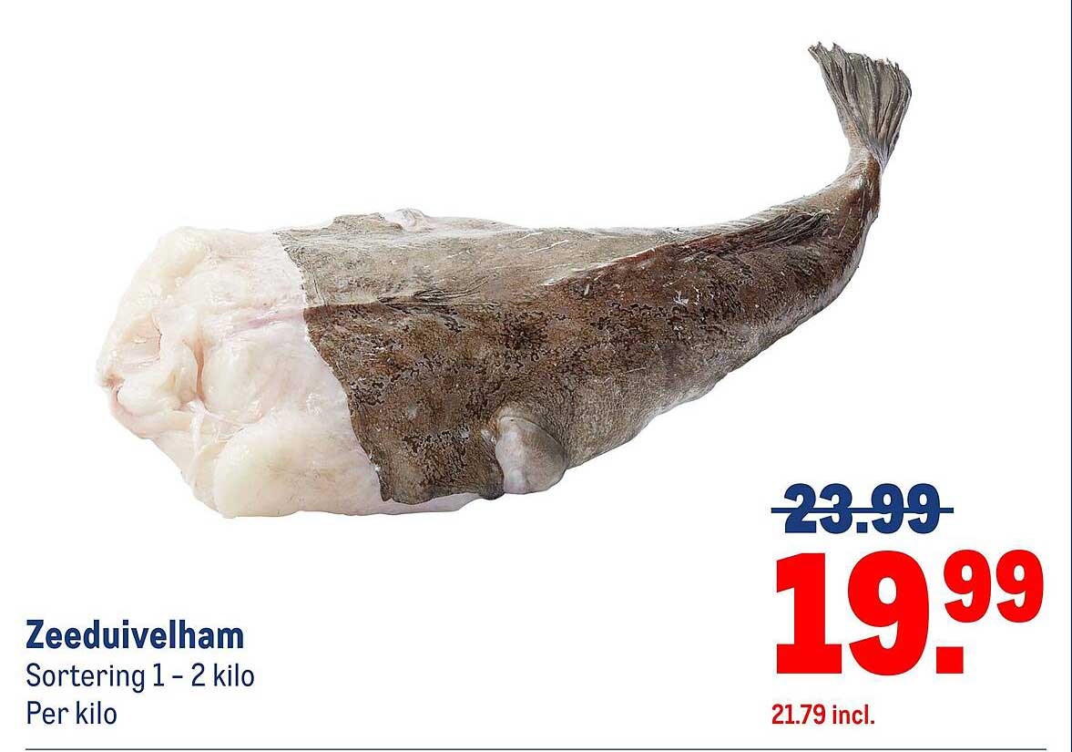 Zeeduivelham Sortering 1 - 2 kilo Per kilo