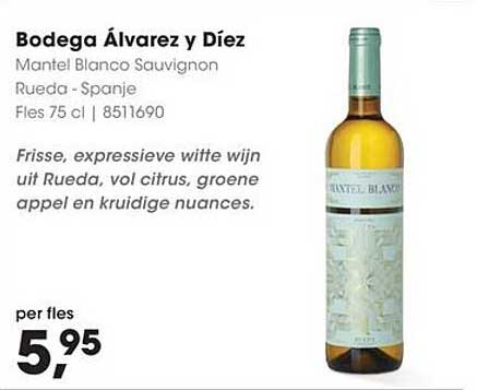 Bodega Álvarez y Díez Mantel Blanco Sauvignon Rueda - Spanje
