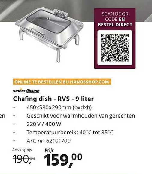 Chafing dish - RVS - 9 liter
